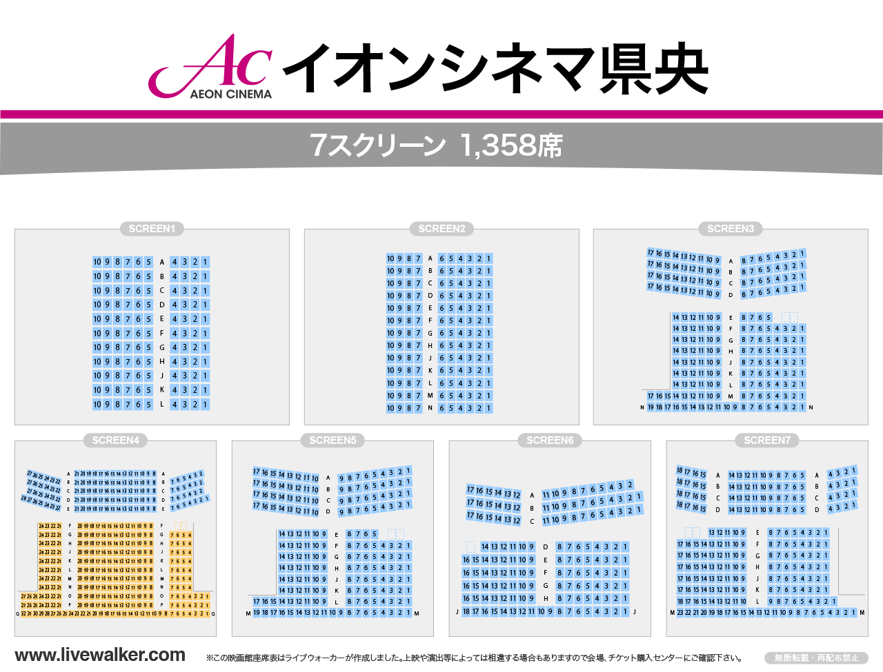 イオンシネマ県央スクリーンの座席表