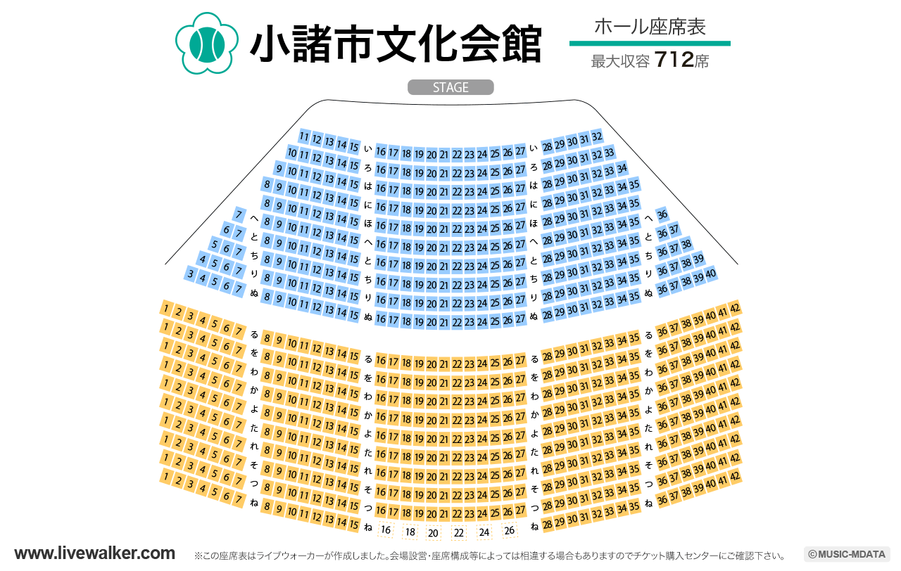 小諸市文化会館ホールの座席表