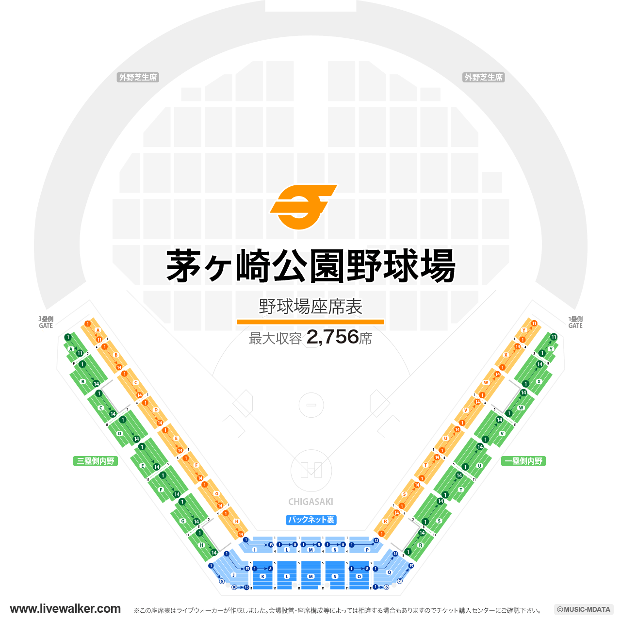 茅ヶ崎公園野球場野球場の座席表
