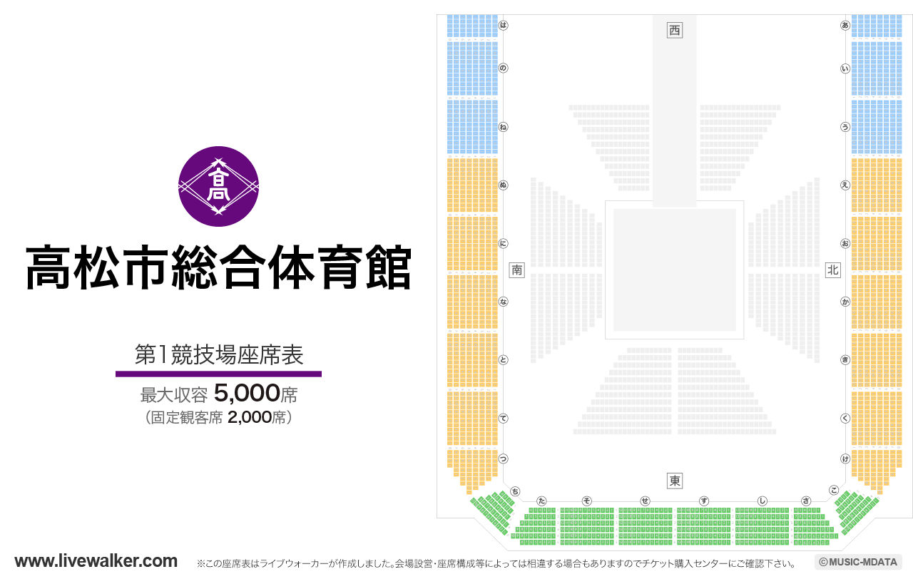 高松市総合体育館第1競技場の座席表