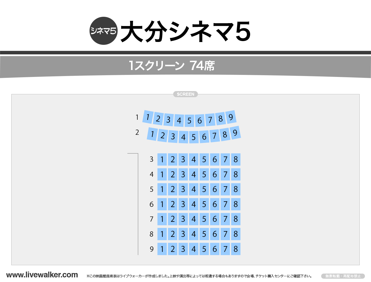 大分シネマ5シネマの座席表