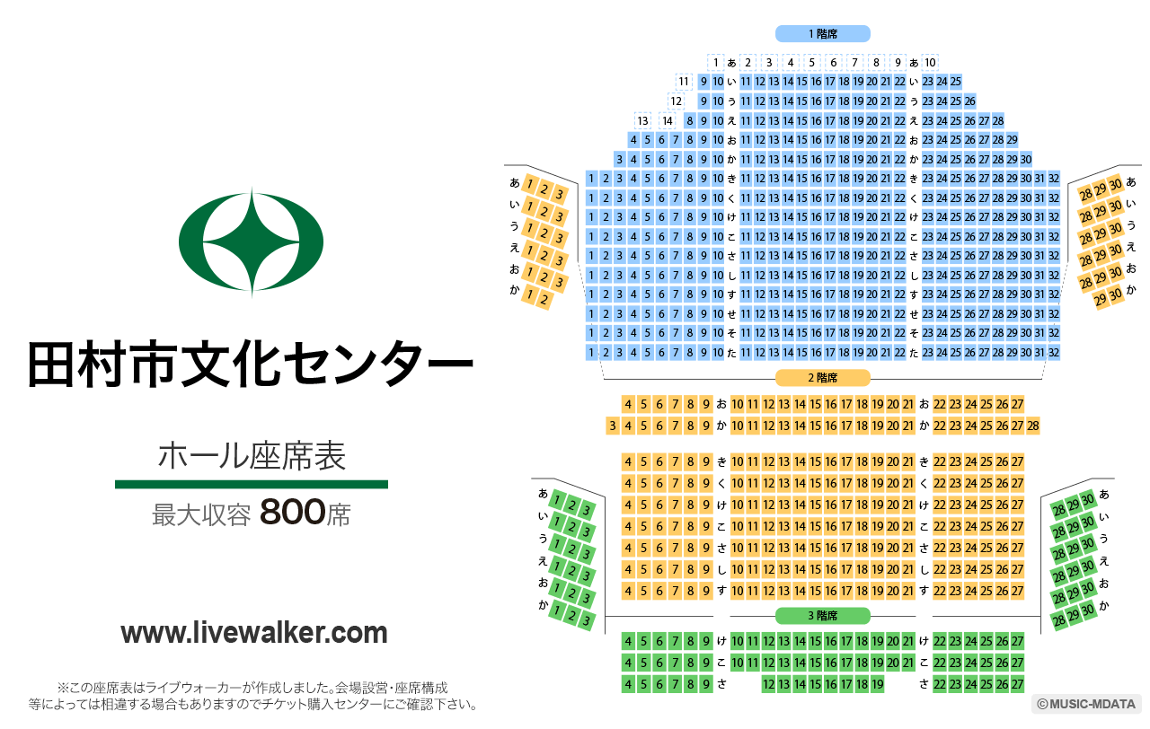 田村市文化センターホールの座席表