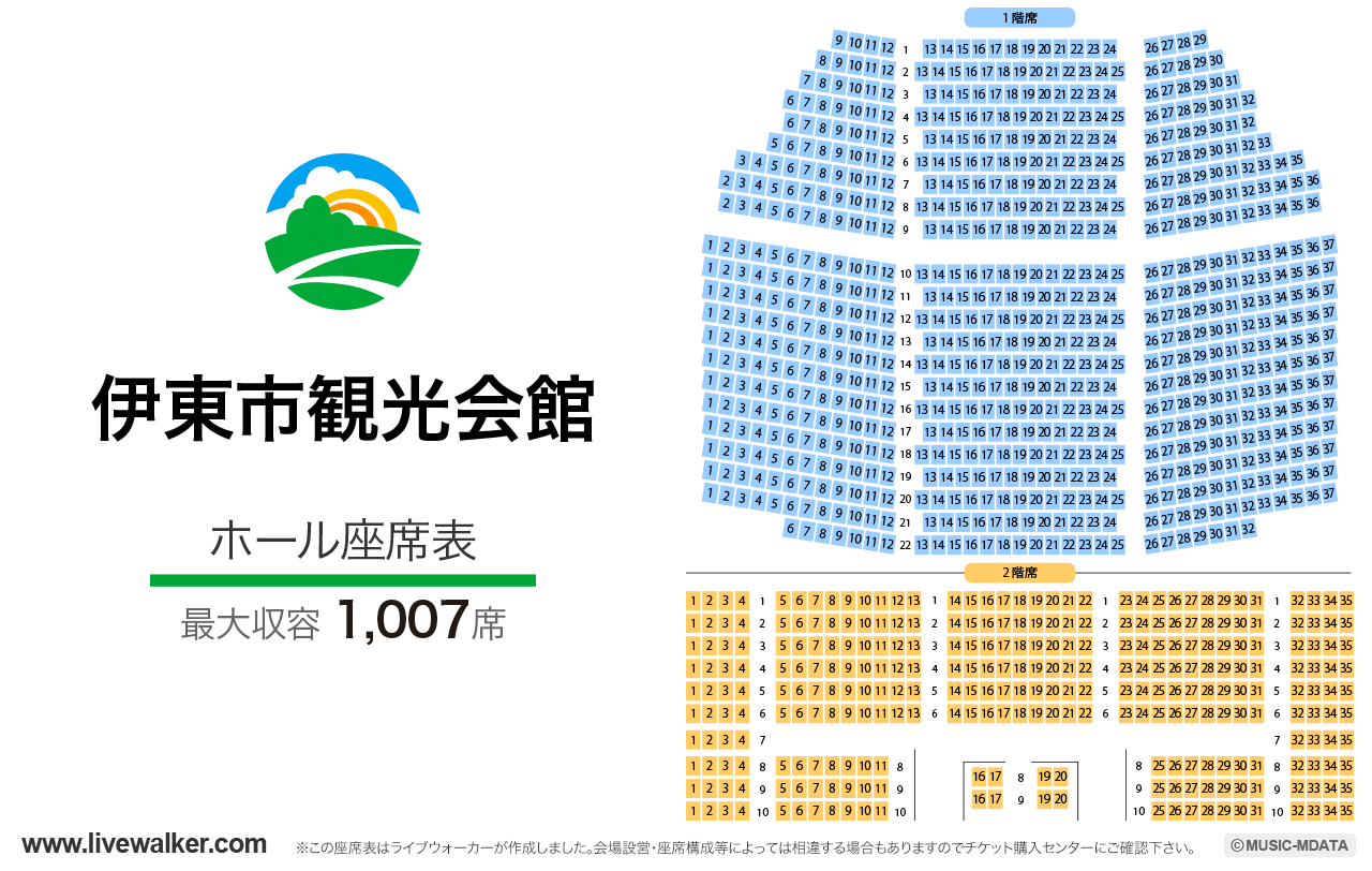 伊東市観光会館ホールの座席表