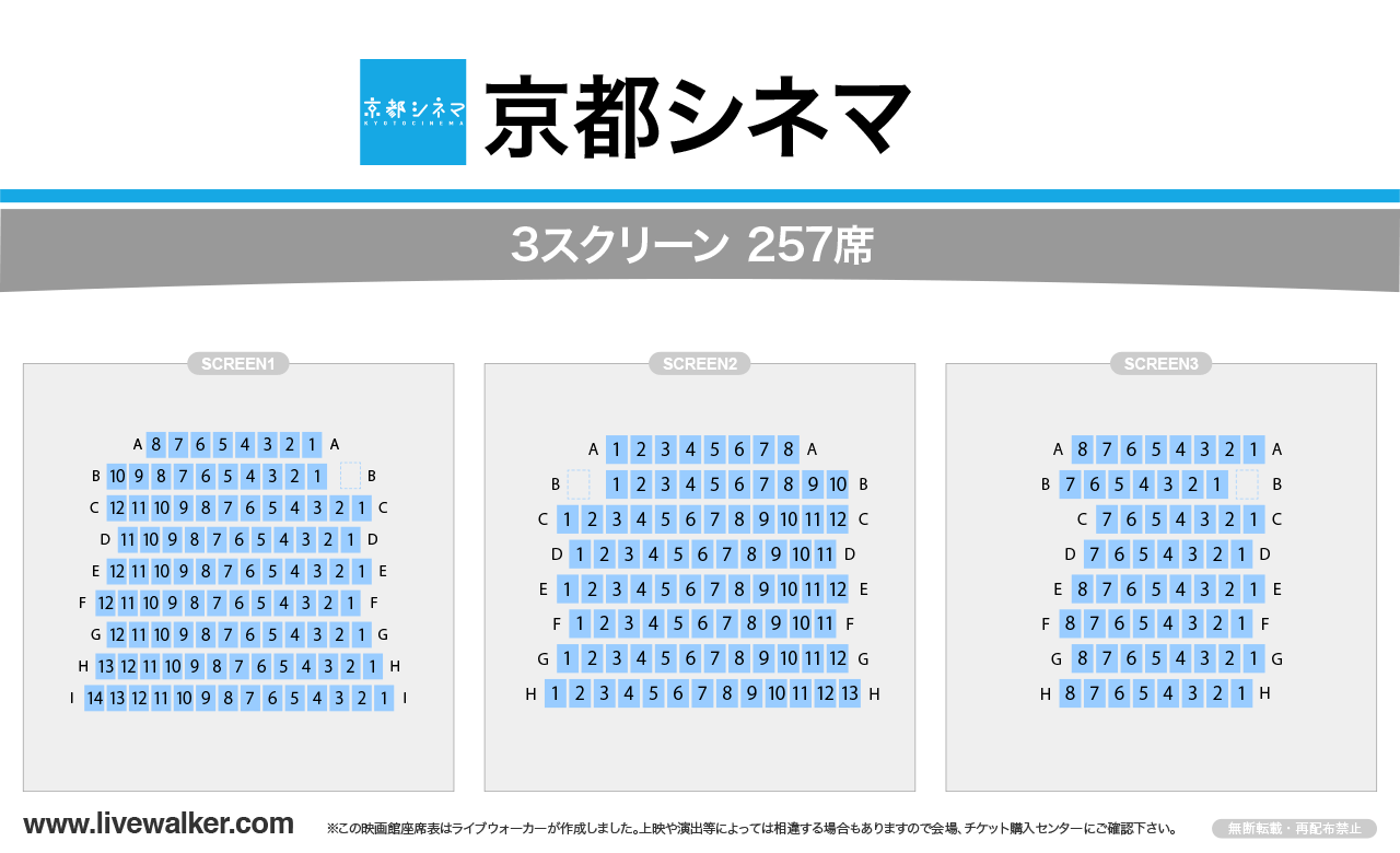 京都シネマシネマの座席表