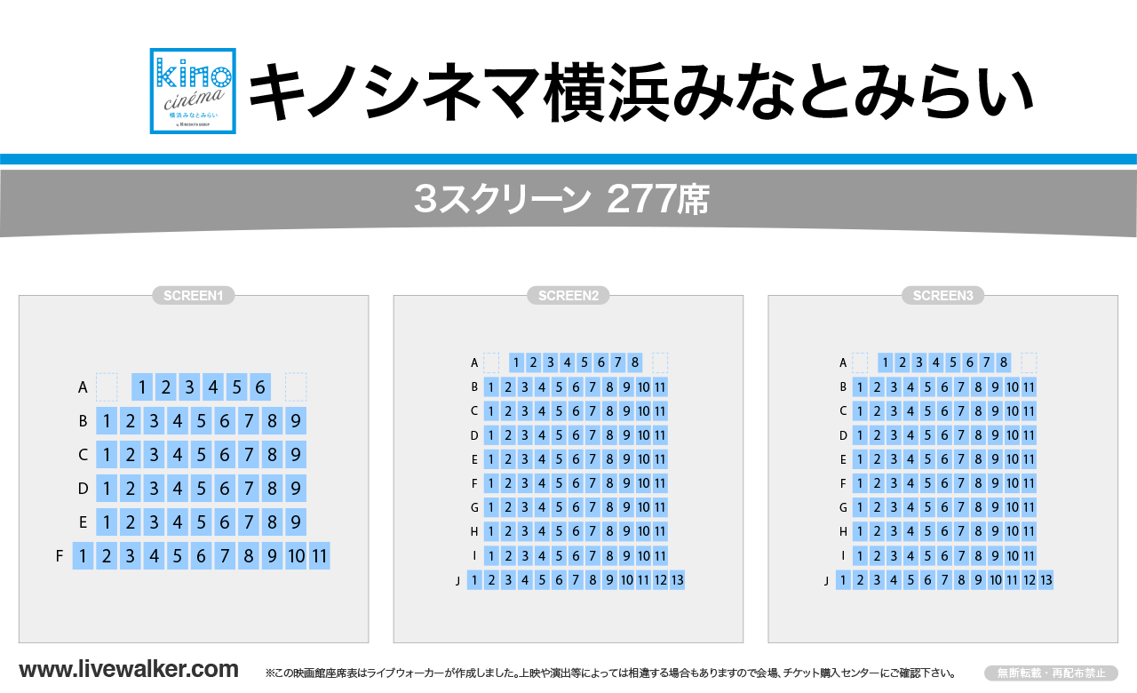 キノシネマ横浜みなとみらいシアターの座席表