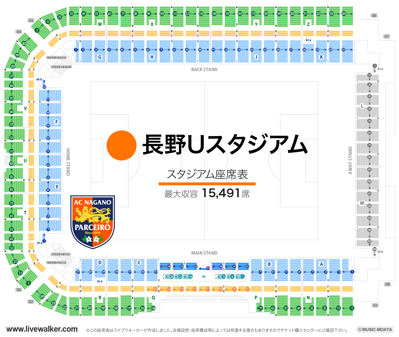 長野Uスタジアムの座席表