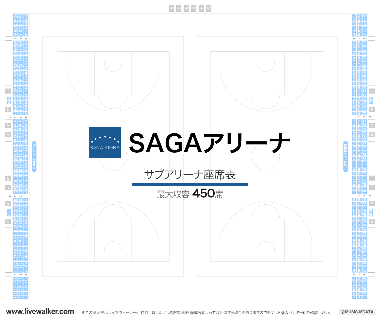 SAGAアリーナ・サブアリーナ座席表