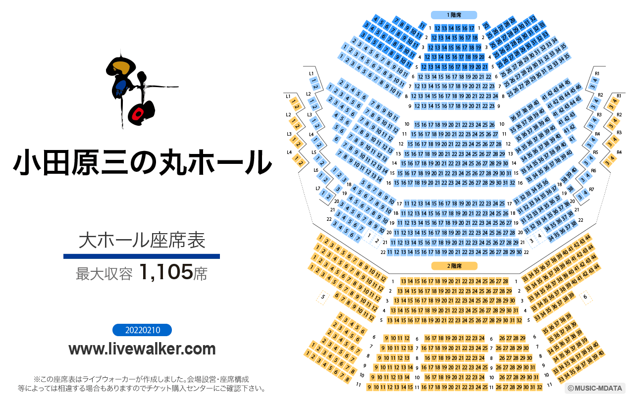 小田原三の丸ホール大ホールの座席表