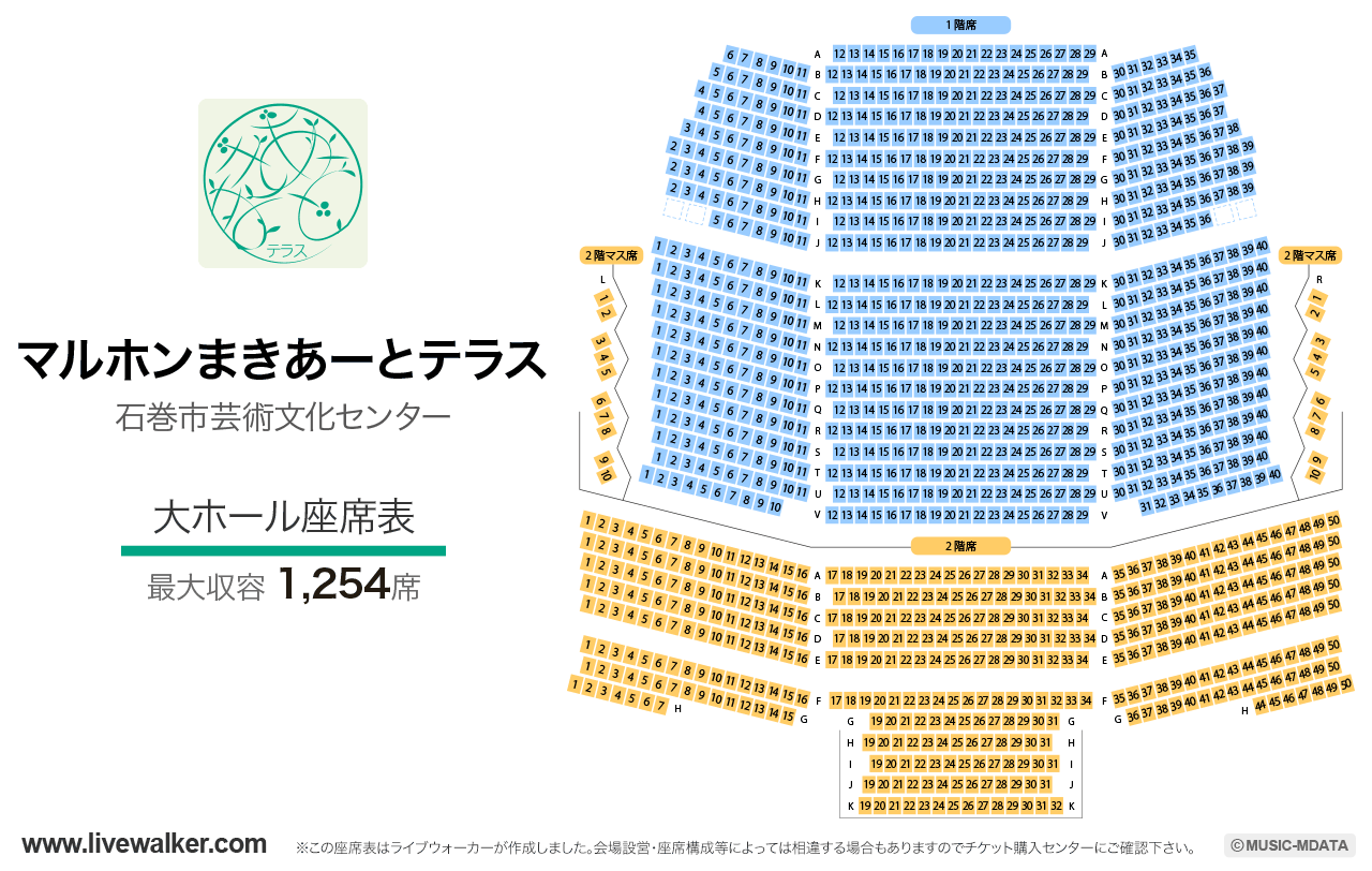 マルホンまきあーとテラス大ホールの座席表