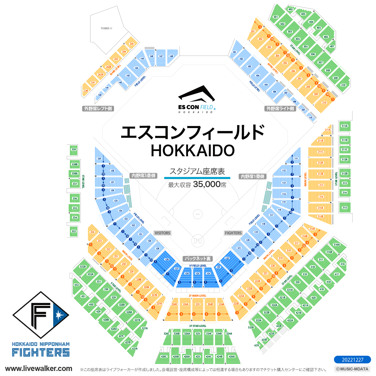 エスコンフィールドHOKKAIDOの座席表