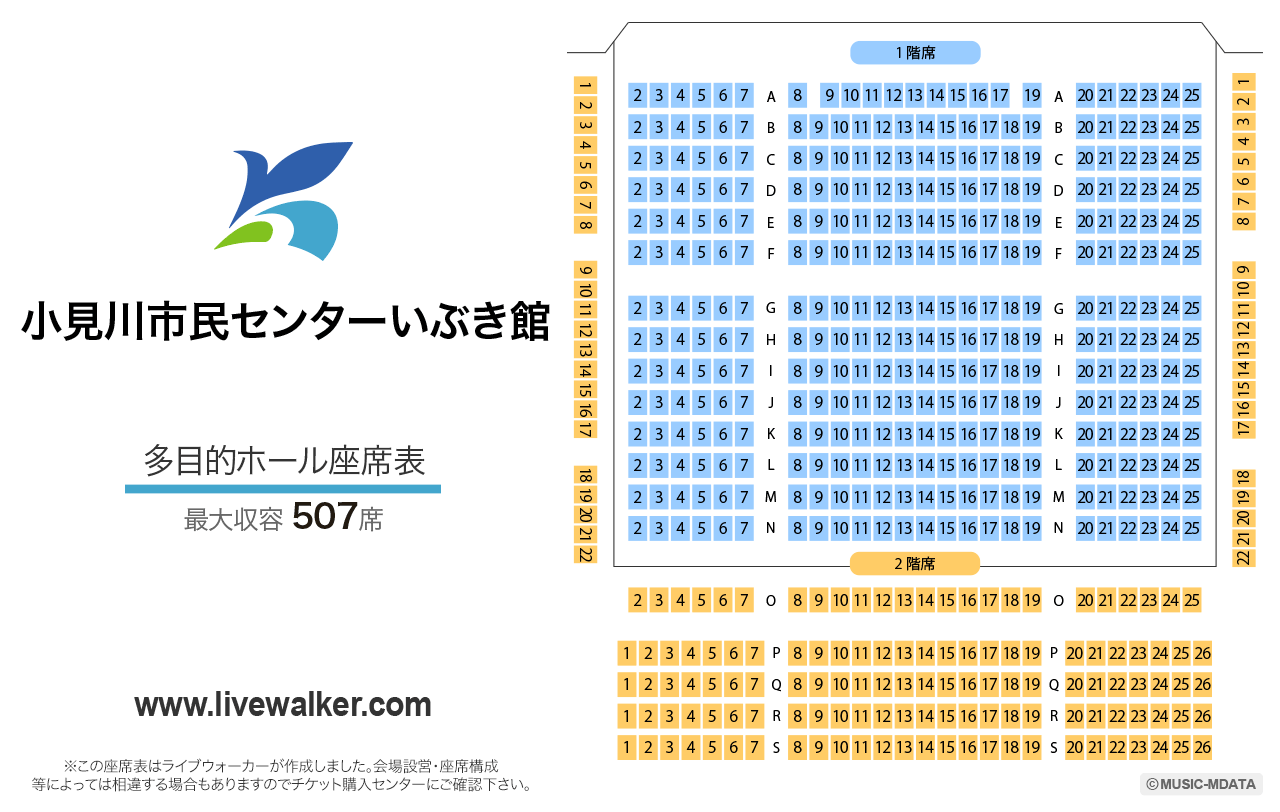 小見川市民センターいぶき館多目的ホールの座席表