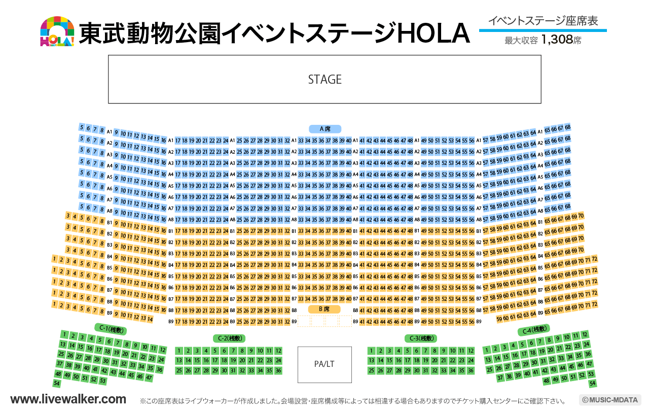 東武動物公園イベントステージHOLA！イベントステージの座席表