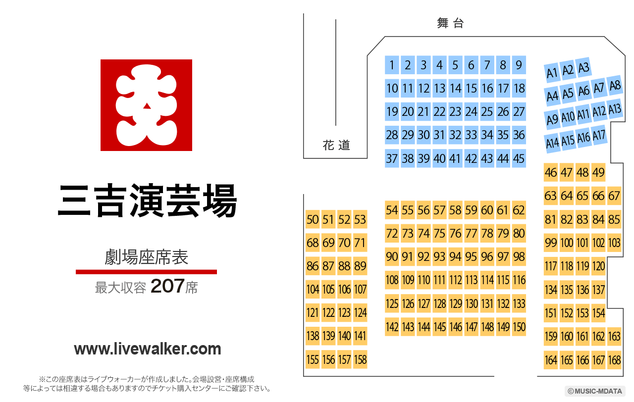 三吉演芸場劇場の座席表