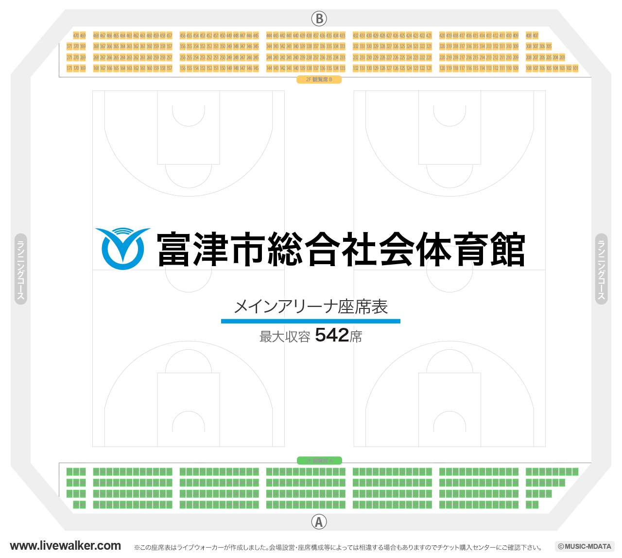 富津市総合社会体育館メインアリーナの座席表