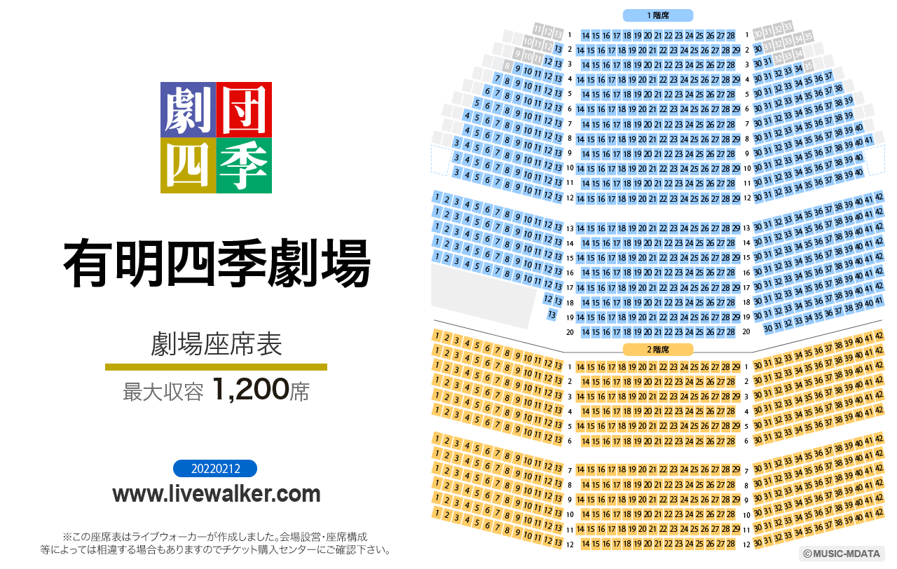 有明四季劇場劇場の座席表