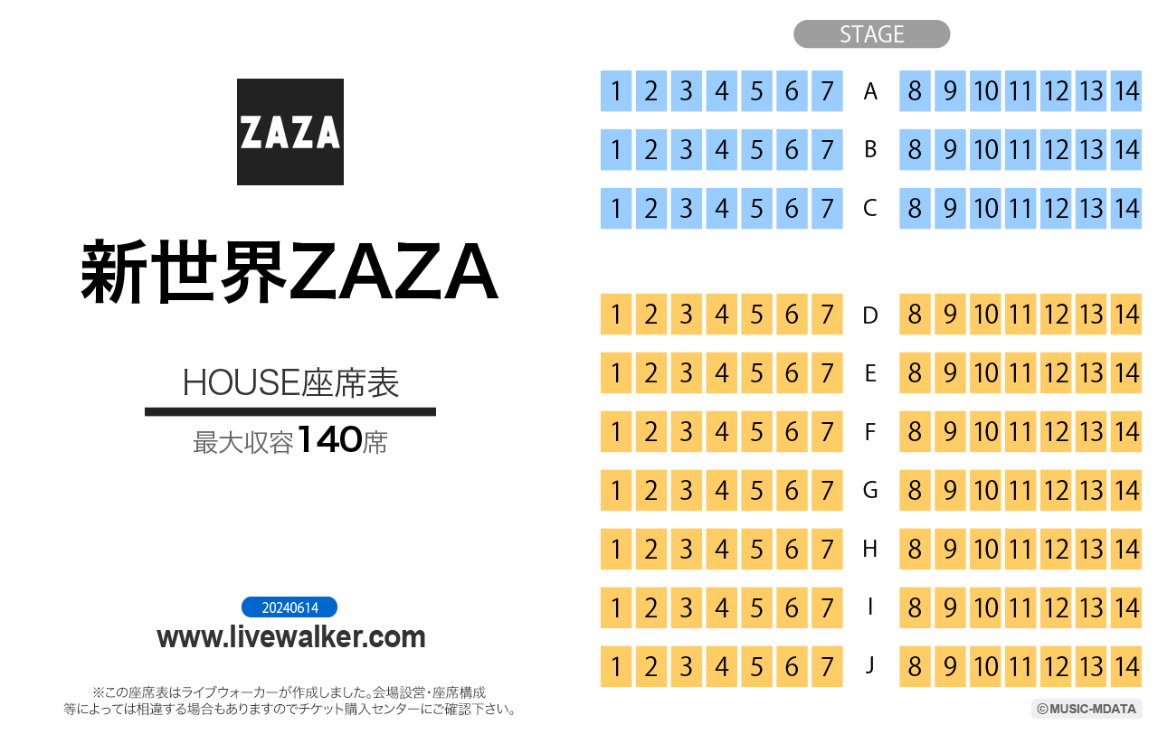 新世界シアター朝日劇場の座席表