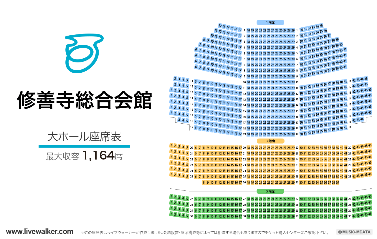 修善寺総合会館大ホールの座席表