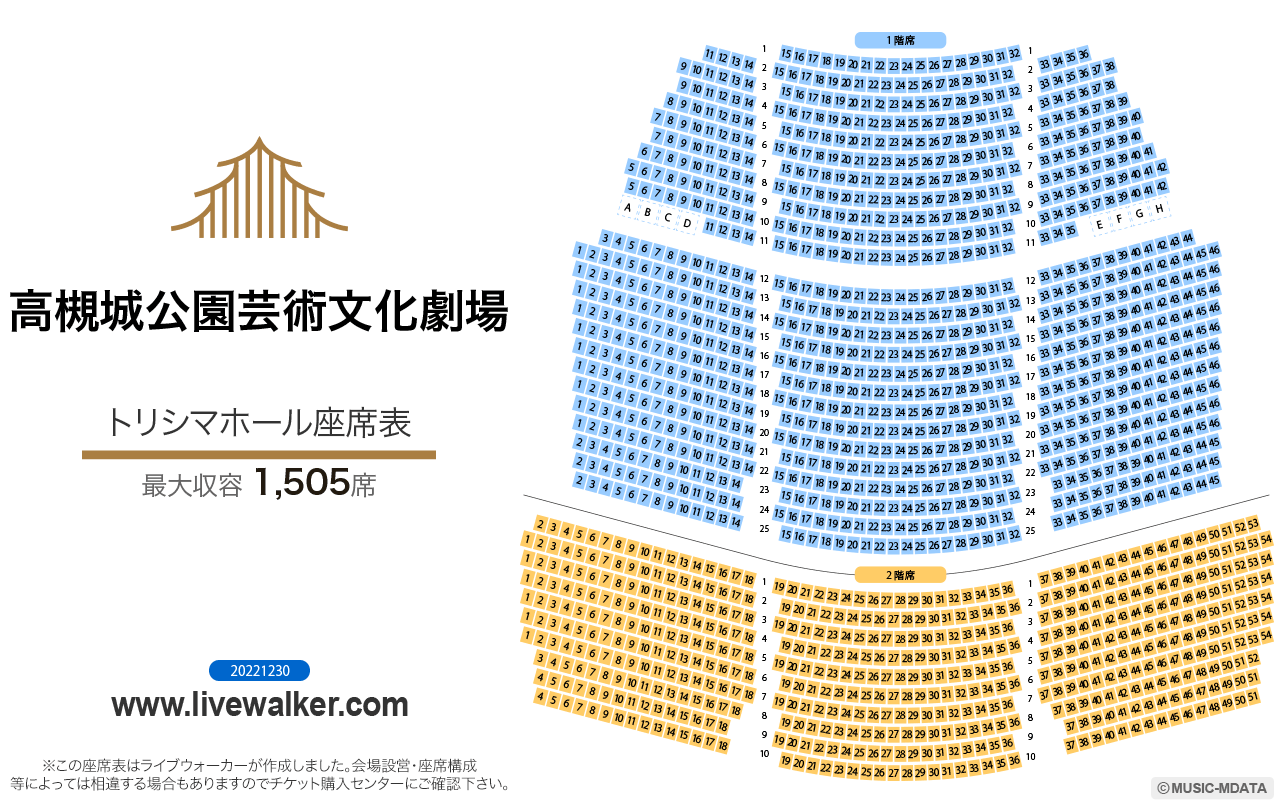 高槻城公園芸術文化劇場の座席表