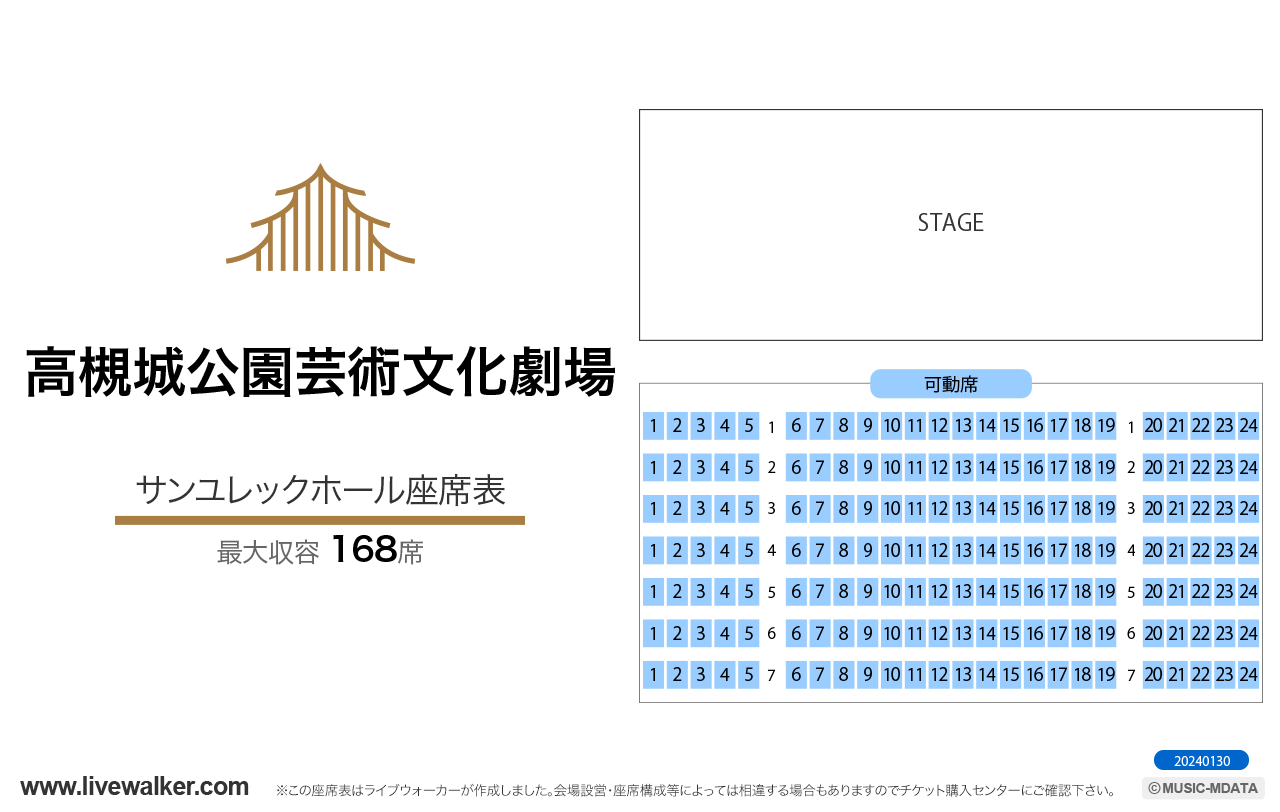 高槻城公園芸術文化劇場の座席表