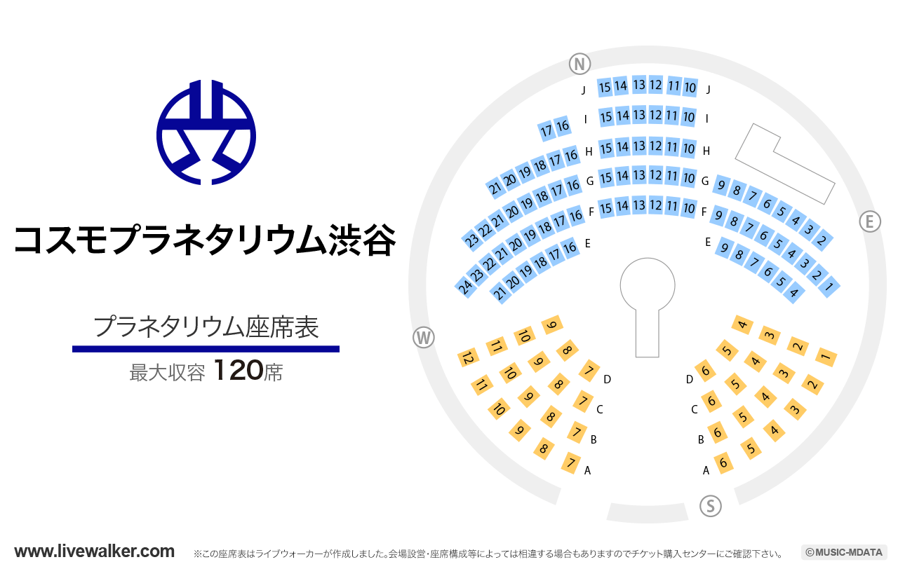 コスモプラネタリウム渋谷プラネタリウムの座席表