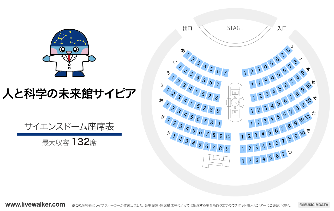 人と科学の未来館サイピアサイエンスドームの座席表