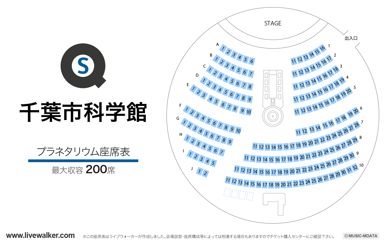 千葉市科学館プラネタリウムの座席表