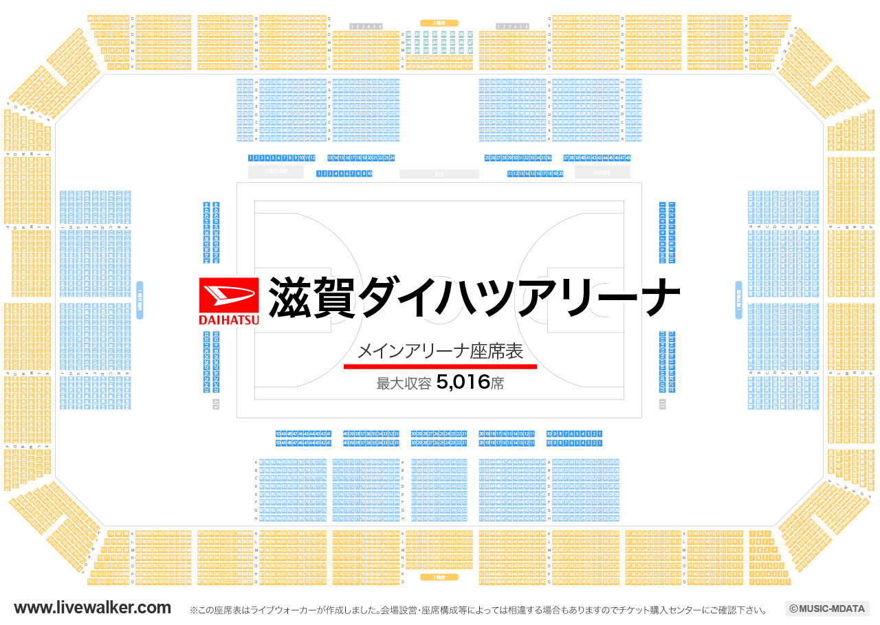 滋賀ダイハツアリーナの座席表