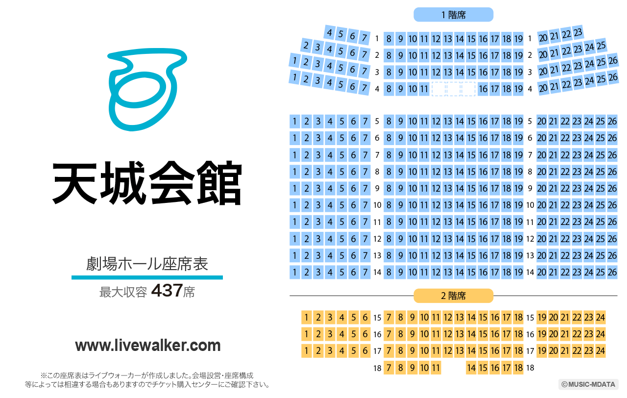 天城会館劇場ホールの座席表