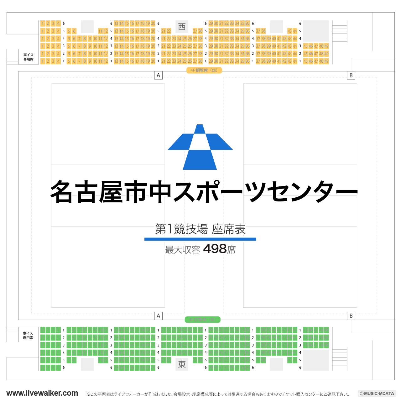 名古屋市中スポーツセンター第1競技場の座席表
