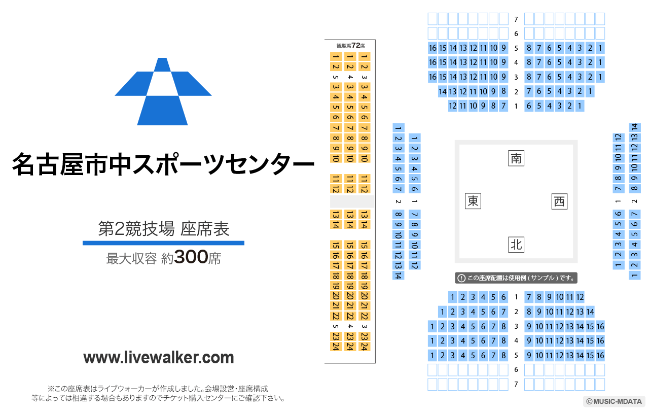 名古屋市中スポーツセンター第2競技場の座席表