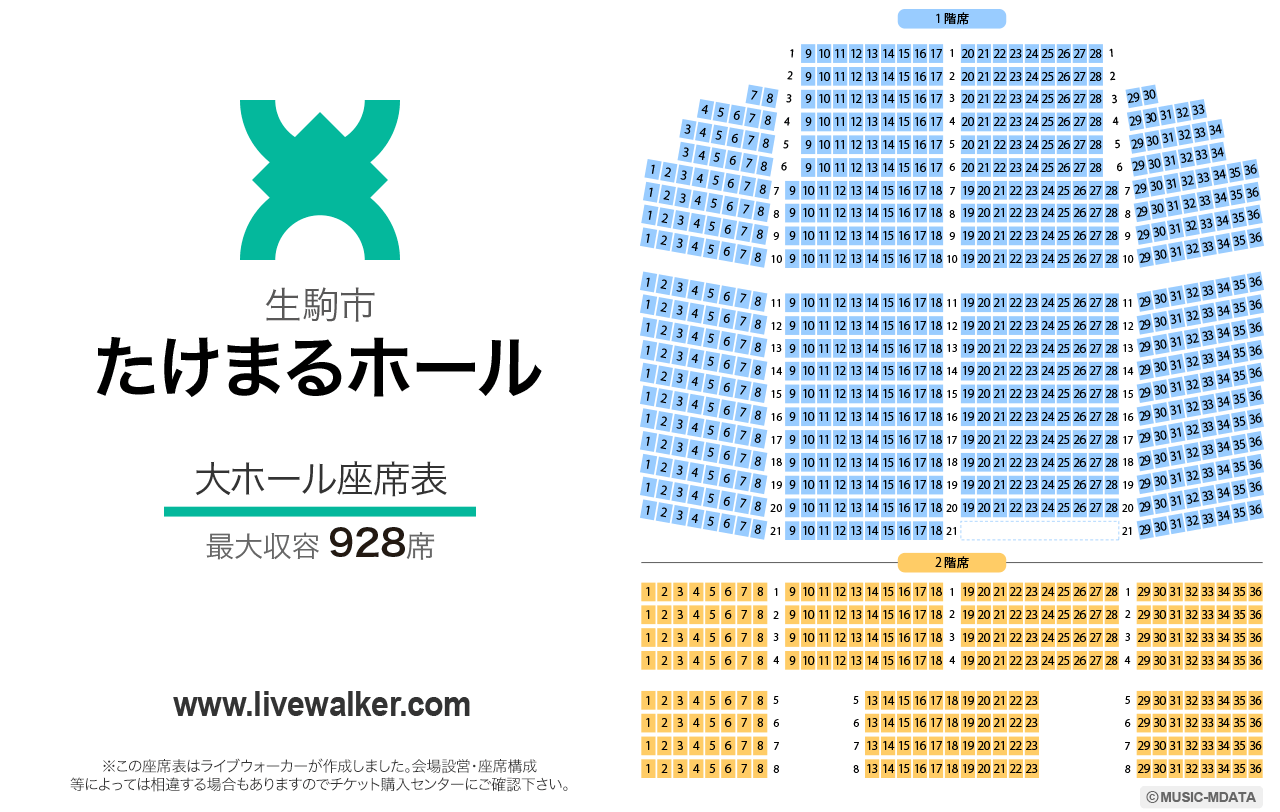 たけまるホール大ホールの座席表