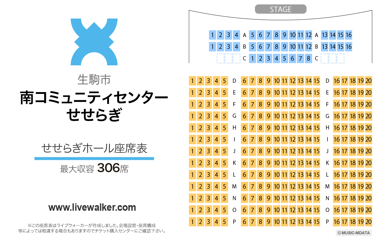 南コミュニティセンター せせらぎせせらぎホールの座席表