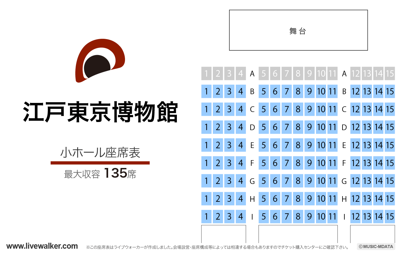 江戸東京博物館小ホールの座席表