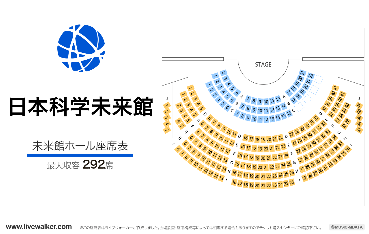 日本科学未来館未来館ホールの座席表