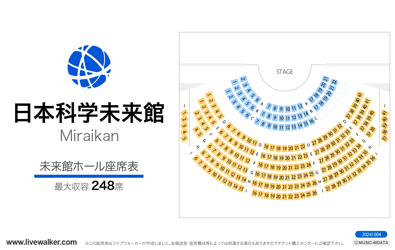 日本科学未来館未来館ホールの座席表