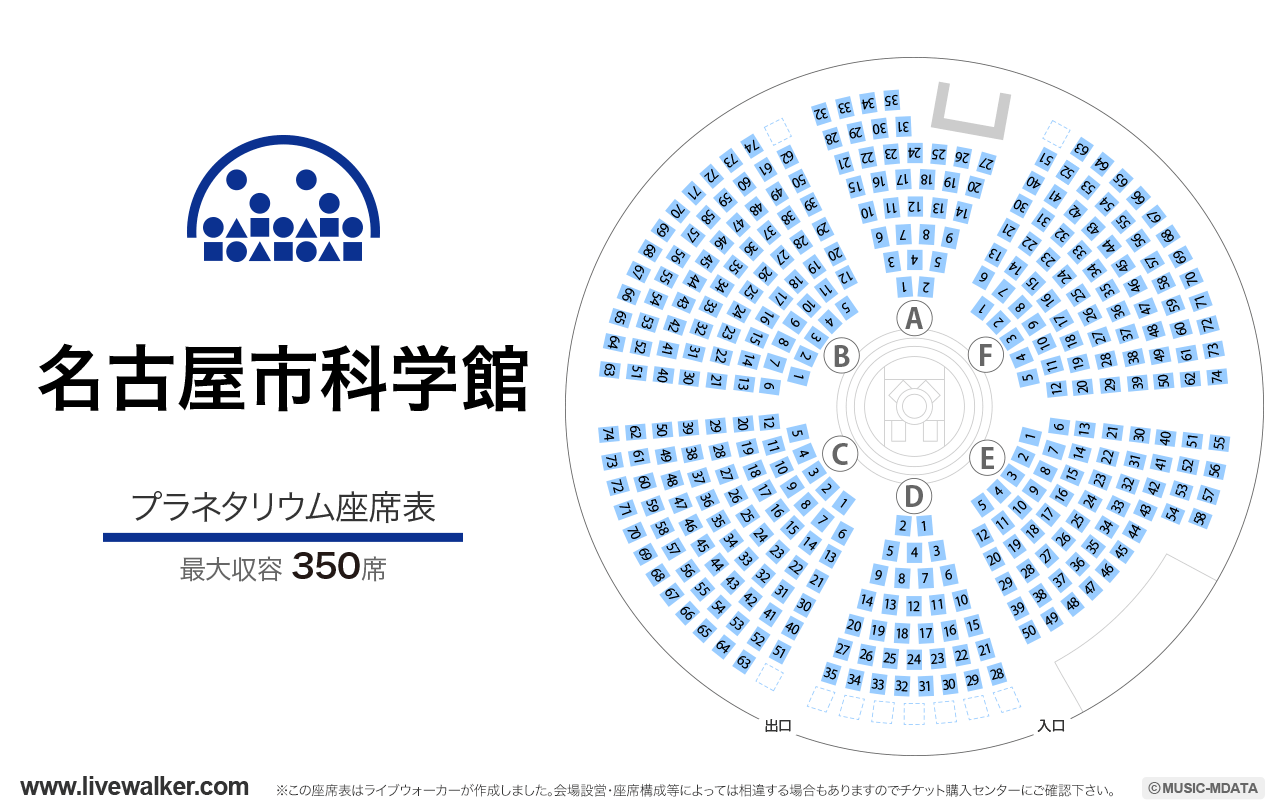 名古屋市科学館プラネタリウムの座席表