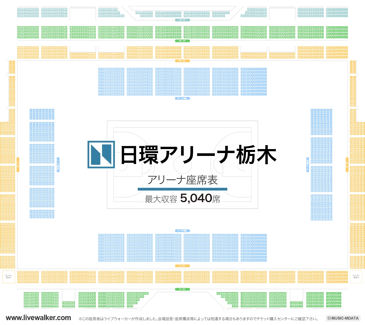 日環アリーナ栃木の座席表