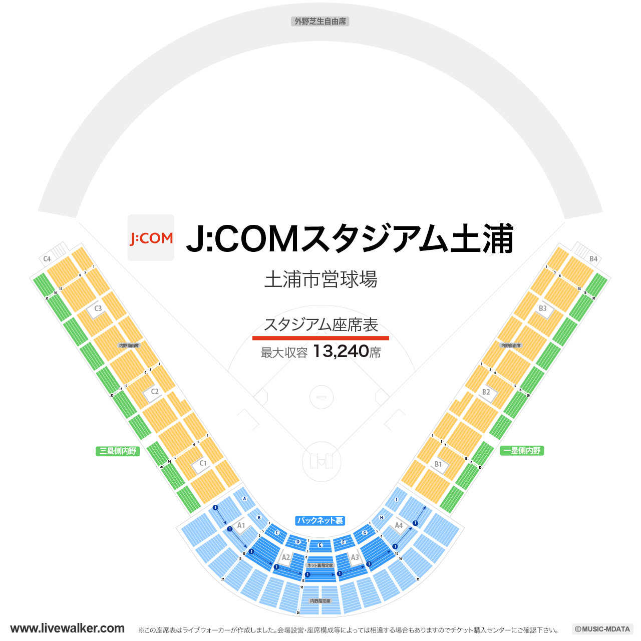 J:COMスタジアム土浦の座席表