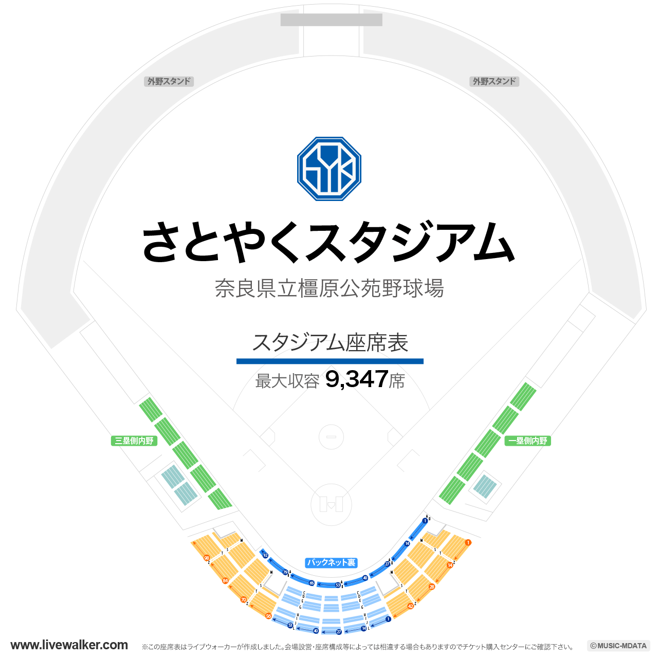 さとやくスタジアムの座席表