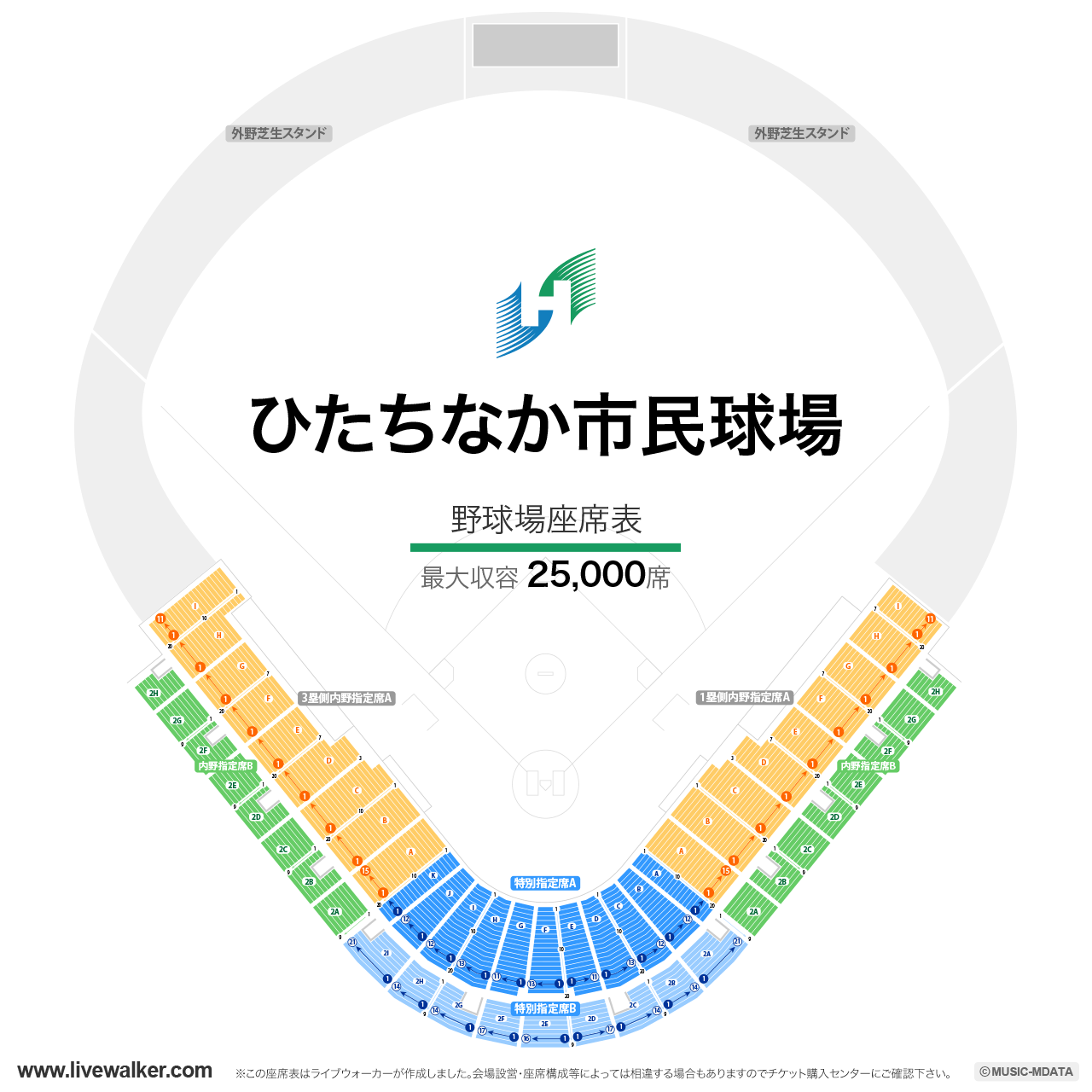 ひたちなか市民球場の座席表