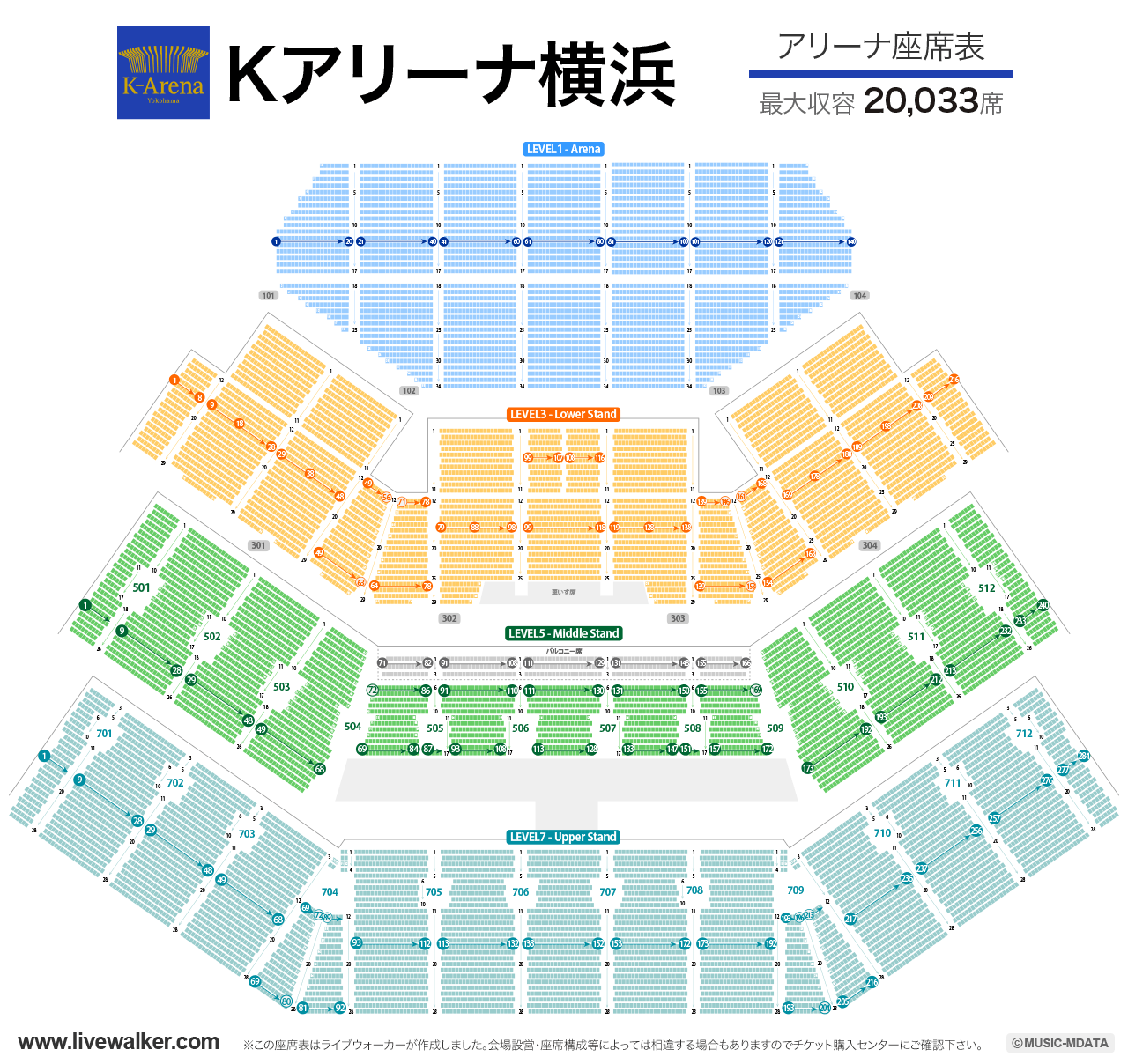 Kアリーナ横浜の座席表