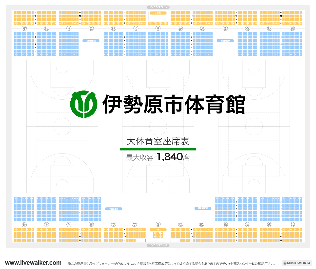 伊勢原市体育館の座席表