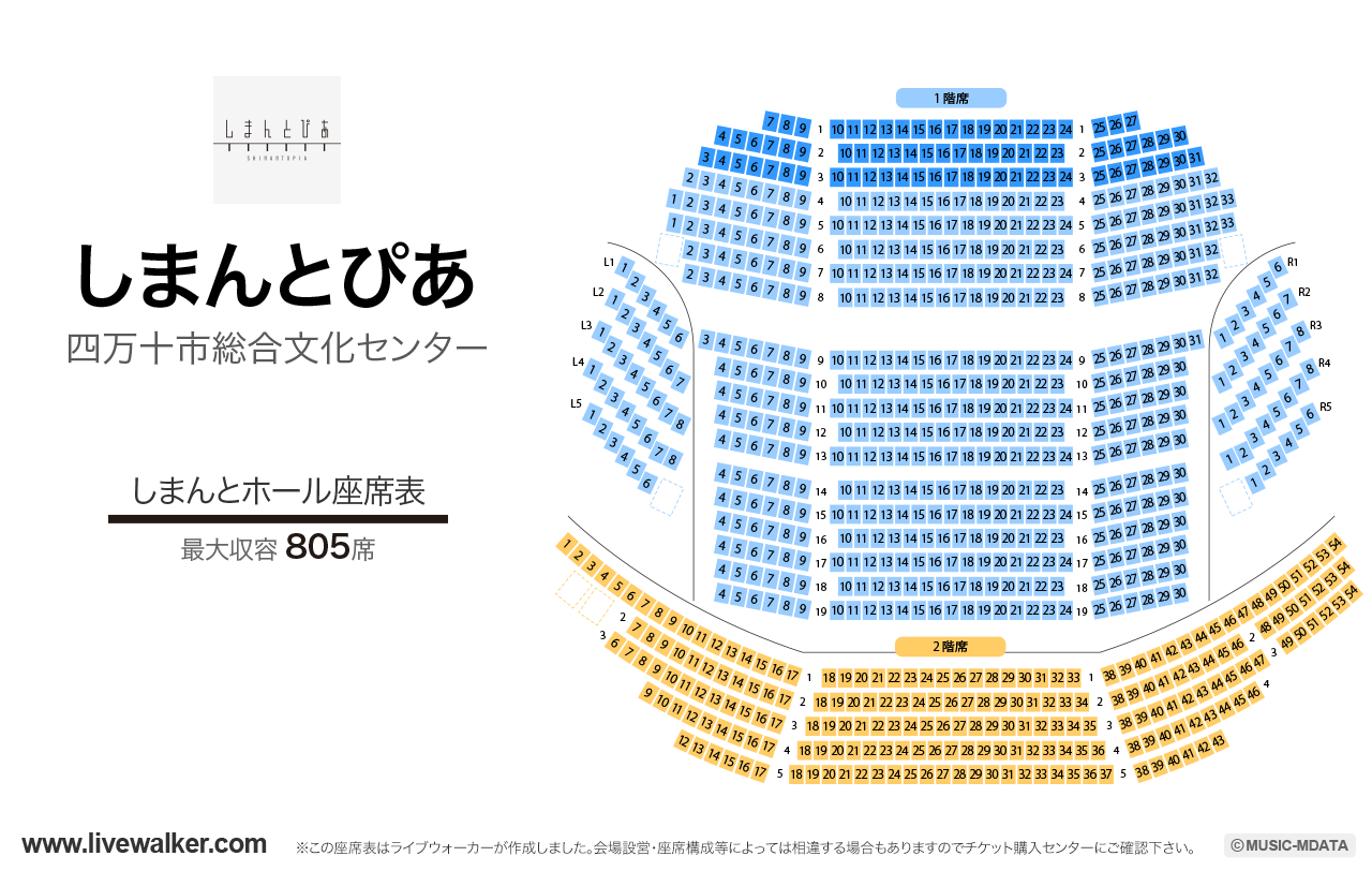 四万十市総合文化センターしまんとぴあの座席表