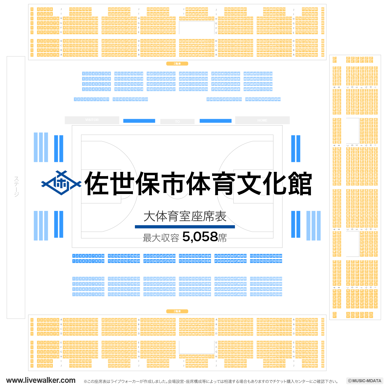 佐世保市体育文化館の座席表