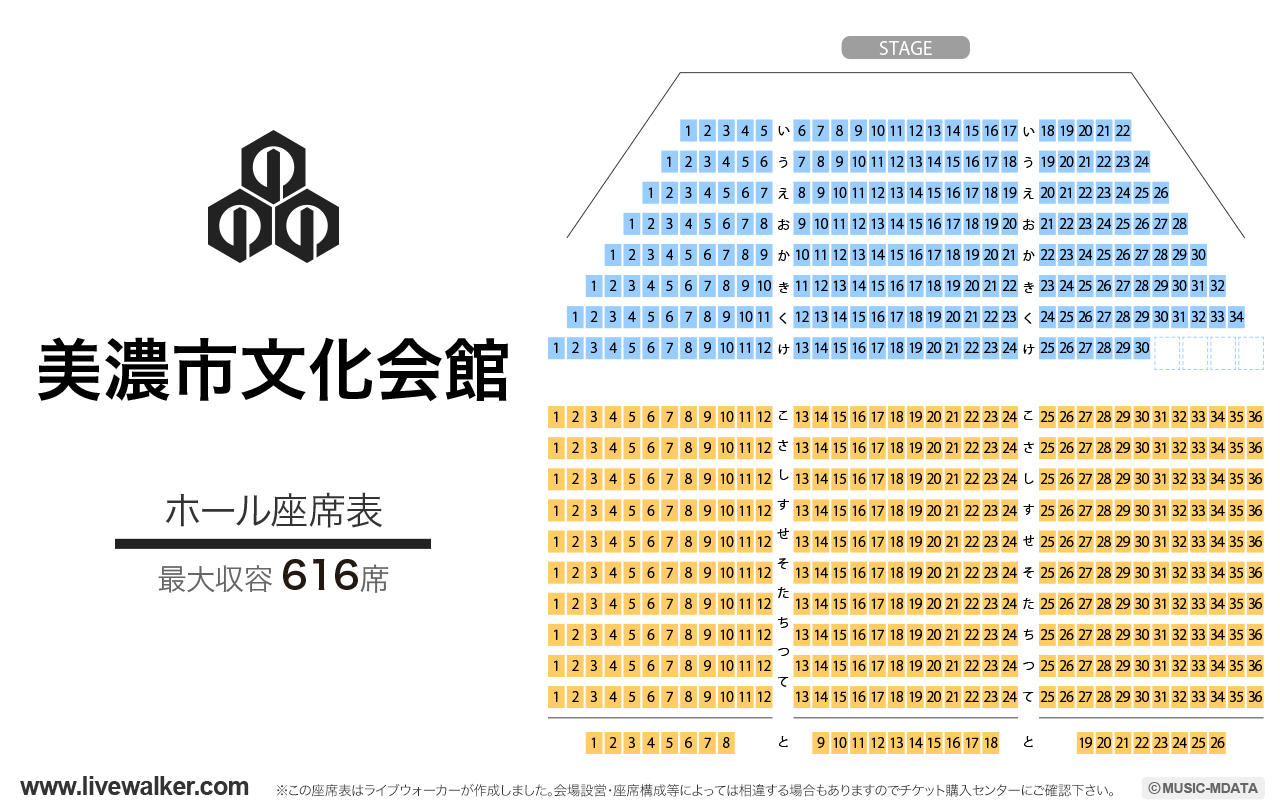 美濃市文化会館の座席表