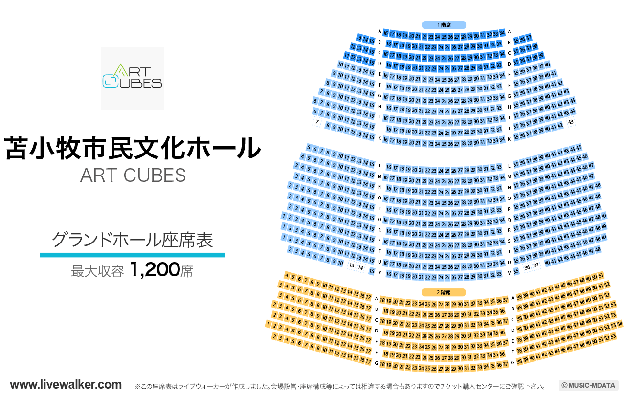 苫小牧市民文化ホール ART CUBESの座席表