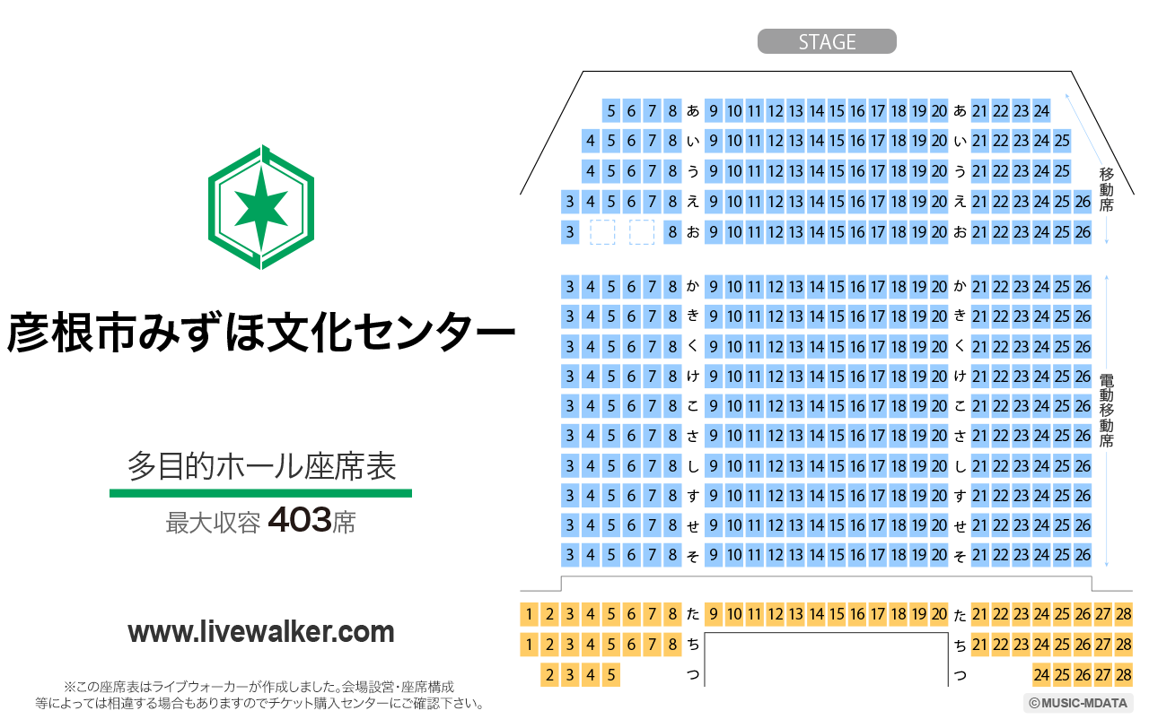 彦根市みずほ文化センターの座席表