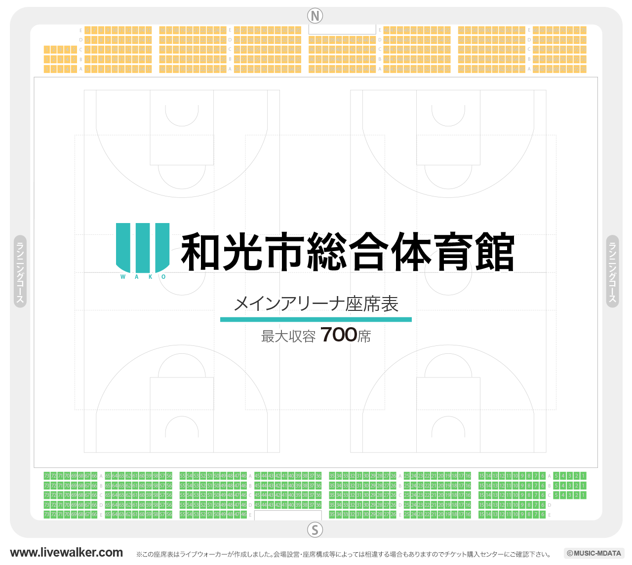 和光市総合体育館の座席表