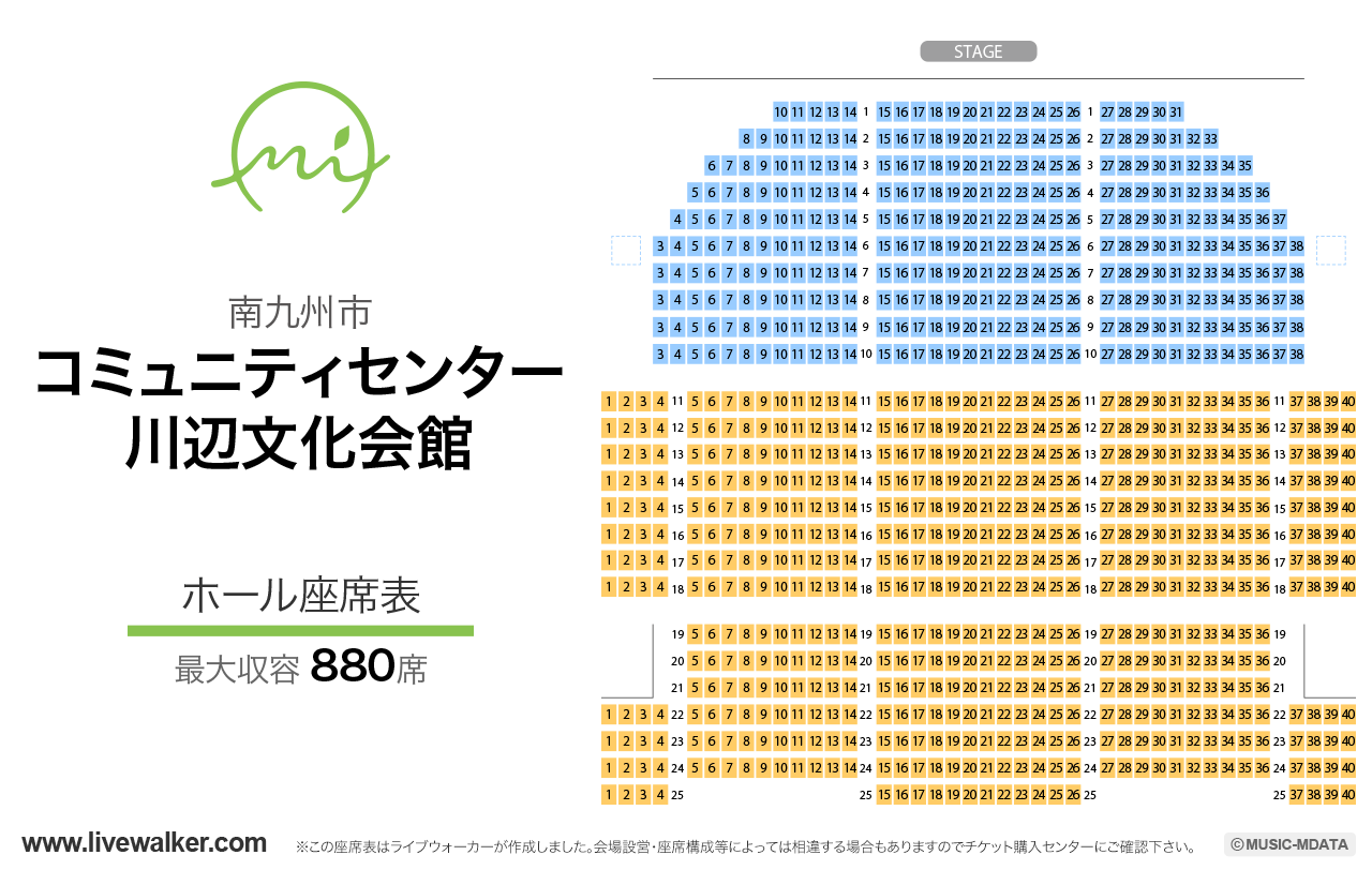 marukawaホール 川辺文化会館の座席表