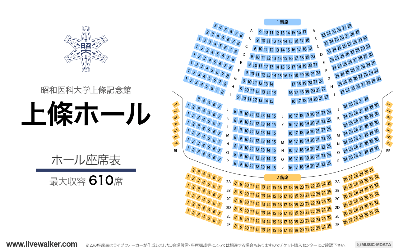 上條ホールの座席表